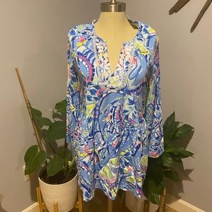 Lilly Pulitzer Lyndsea Tunic Top Blue Peri Size S NWT